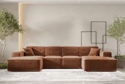 Productafbeelding van Zitmeubelset Sofa in U-vorm, model CESINA, bekleed met stof "Perfect Harmony" in de kleur roestbruin