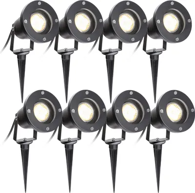 Obrázek produktu pro TolleTour Zahradní světlo Led Zahradní reflektor Teplá bílá 8 balení LED zahradní osvětlení IP65 4W GU10 se zemní zástrčkou Venkovní louka pro venkovní, zahradní, louka