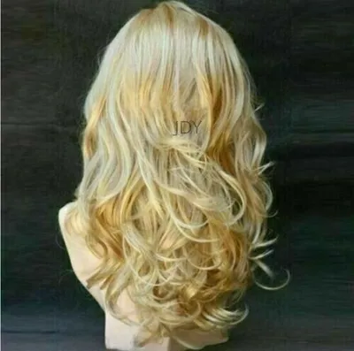 Obrázek produktu pro Dámské vlnité zlaté vlasy Paruka Blond paruka Kudrnaté