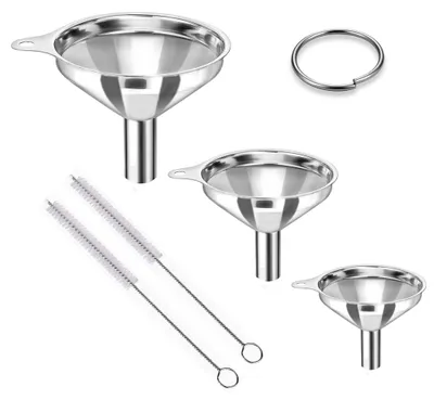 Productafbeelding van Keuken-trechterset - 3-delig, van roestvrij staal - Voor het overgieten van vloeistoffen - 9 cm / 7 cm / 5,8 cm