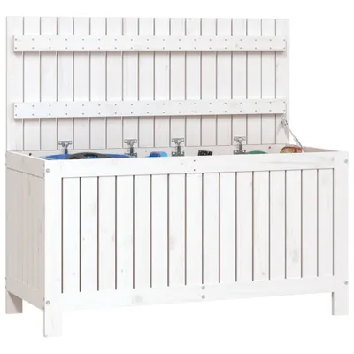 Produktbild von Gartentruhe Weiß 115x49x60 cm Massivholz Kiefer
