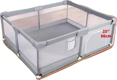Immagine prodotto di Parco giochi per bambini, design spazioso, struttura a rete sicura, grigio 200-200 cm