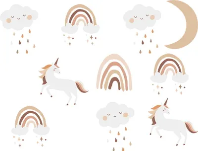 Imagen del producto de Pegatinas para pared con motivos de ponis y unicornios, ideales para la habitación de una niña
