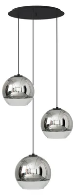 Produktbild von Hängeleuchte Metall Glas B: 50 cm H: max. 120 cm Schwarz Chrom E27 3-flammig Kugel Schirm rund Modern