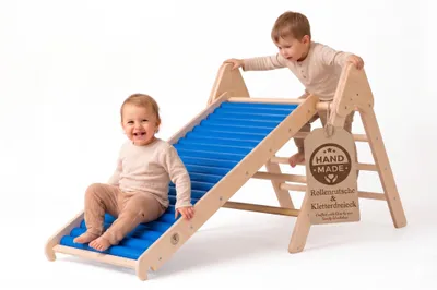 Produktbild von WoodsCraft - Indoor & Outdoor Kletterset: Rutsche [120cm] mit Kletterdreieck | Kinderrutsche-Rollenrutsche: viele Sinneserfahrungen | Kinder Rutsche