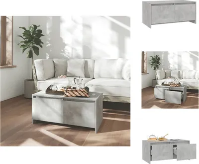 Immagine prodotto di vidaXL Tavolino da caffè grigio cemento 90x50x41,5 cm materiale a base di legno - Tavolini da caffè