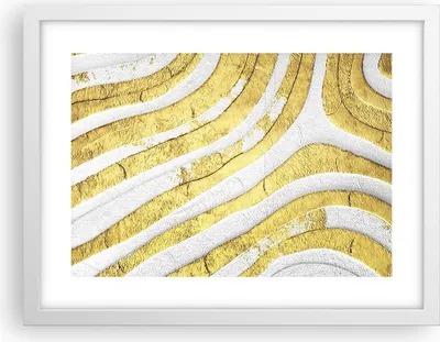 Produktbild von Gerahmtes Poster - Weißer Rahmen - Abstraktion Gold Weiß - 40x30 cm - Wand Bild - Wanddeko - Wandbilder - Kunstposter - Wandposter - Bilderrahmen - Bilder - Kunstdruck - P2WAA40x30-4511