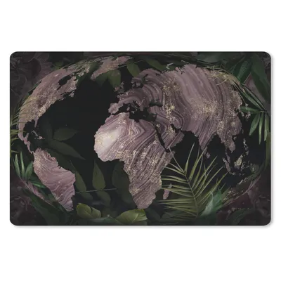 Produktbild von MuchoWow® Schreibtischunterlage Weltkarte - Lila - Gold 60x40 cm - XXL Mauspad - Großes Mauspad