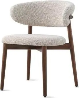 Image de Chaise de salle à manger Chaise de cuisine Fauteuil en bois Tissu Gris Moderne Chaise