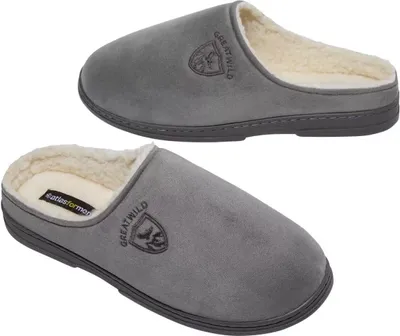 Image de Atlas For Men - Pantoufles pour homme, simili daim AF847 (43 EU) (gris)