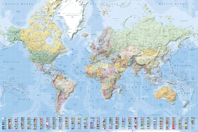 Immagine prodotto di Mappe - Mappa del mondo Mappa del mondo inglese - Stampa poster 1:45 Mio., 91,5x61cm