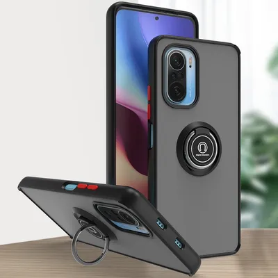 Produktbild von Redmi K40 Hülle, Ring Halter Ständer Matte Transluzent TPU Rahmen Stoßfest Schutzhülle für Xiaomi Redmi K40 / K40 Pro Dunkelgrau