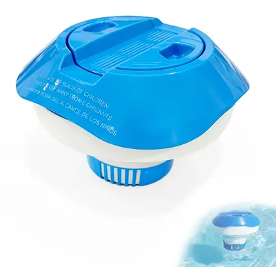 Produktbild von Chlorschwimmer Chlordosierer Schwimmbad - 17,5 cm - Für bis zu 4 Tabletten - Faltbar