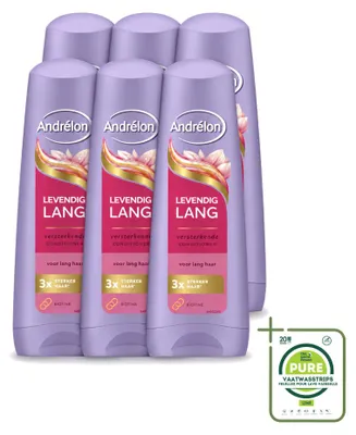Imagen del producto de 6 acondicionadores Andrélon Levendig Lang - 200 ml cada uno - Paquete grande - 6 unidades