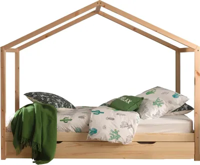 Produktbild von Hausbett Kapua 210x97x170 Kinderbett Massivholz Natur