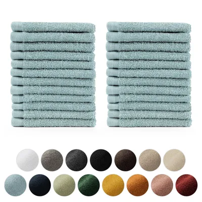 Image de Blumtal Premium Set de serviettes éponge avec boucles de suspension - coton  Oeko-TEX, doux, très absorbant - 24x serviettes invités (30x30 cm), bleu clair