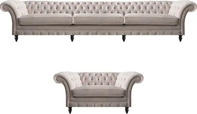 Produktbild von Polstermöbel Beige Sofa Dreisitze Einrichtung Sessel Wohnzimmer Chesterfield