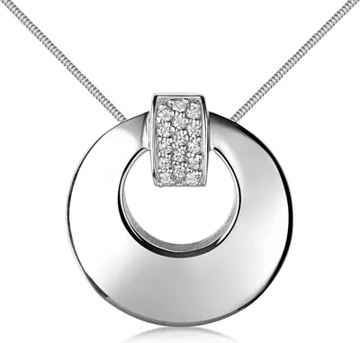 Produktbild von MATERIA by Matthias Wagner Mond Anhänger für Kette rund 925 Sterling Silber Zirkonia Damen Schmuck rhodiniert KA-435