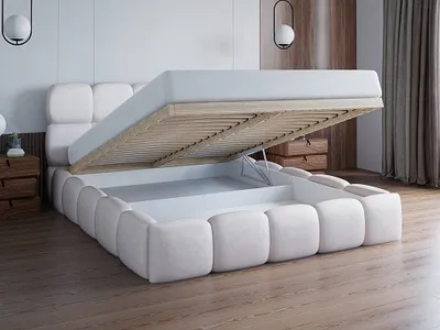 Produktbild von FURMEB24 | Polsterbett 200x200 cm mit Bettkasten & Lattenrost | Doppelbett mit hohem Kopfteil & Stauraum | Hochwertiges Designerbett