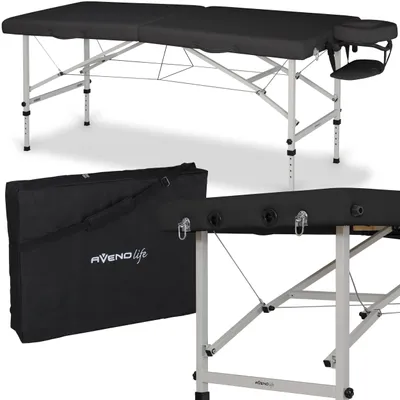 Produktbild von Habys Massageliege Torina | Klappbar Mobile Tragbar Höhenverstellbar | Massagetisch Kosmetikliege Tattooliege | Stahlrahmen Schwarz | 184 x 71 cm