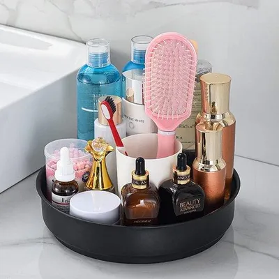 Image de Étagère rotative pour épices Unyqoos® – Organisateur d'épices en acier inoxydable 304, rotatif à 360°, diamètre 25 cm, gain de place pour la cuisine, la réserve et la salle de bain