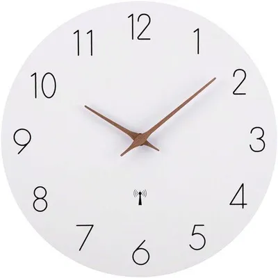 Zdjęcie produktu dla Cichy zegar ścienny, 30 cm, MDF, drewno, zasilanie bateryjne, duży, czytelny