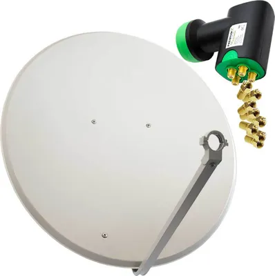 Produktbild von PremiumX SAT Anlage 100cm Antenne ALU GreenDiamond Quad LNB F-Stecker