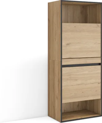 Produktbild von Schuhregal, Schuhschrank, 60x35x145 cm, Für Schlafzimmer, Zimmer, Schuh-Organizer, Eiche