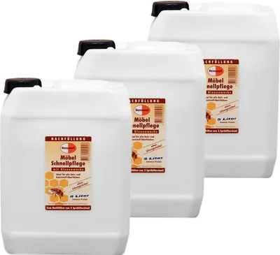 Produktbild von Renuwell Möbel-Schnellpflege Bienenwachs Möbelreiniger mit 3 x 5 Liter