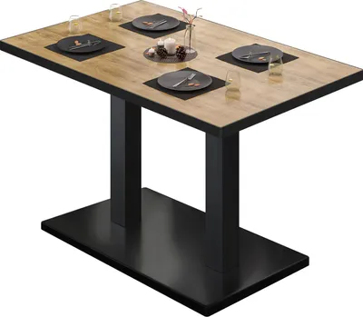 Produktbild von BM | Bistrotisch | B:T:H 110 x 60 x 75 cm | Eiche / Schwarz | Rechteckig | Schwarzer Rand | Bistro Tisch Esstisch