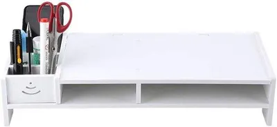 Zdjęcie produktu dla Stojak na komputer biurowy z półką, czarny, 38 x 20 x 10 cm