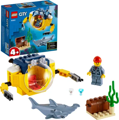 Produktbild von LEGO 60263 City Mini-U-Boot für Meeresforscher, Spielzeug ab 4 Jahre, Konstruktionsspielzeug mit Hai-Figur für Unterwasserabenteuer