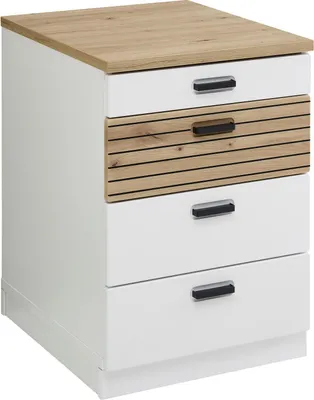 Produktbild von Nachttisch - B 45 cm - 3 Schubladen - Artisan Eiche Nachbildung - Weiß