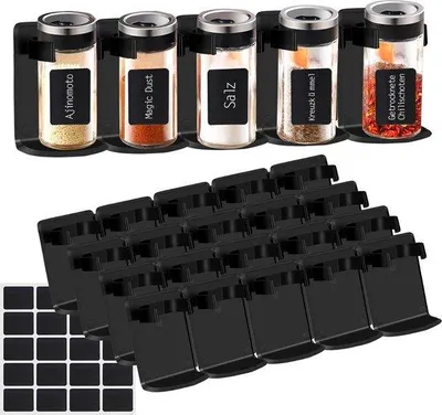 Produktbild von Famanu Gewürzregal ohne Bohren - Selbstklebend, Schwarz, 4er Set