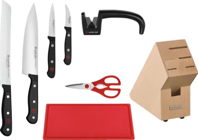 Obrázek produktu pro Blok se 4 noži, nůžkami, brouskem a prkýnkem