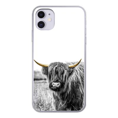Produktbild von MuchoWow® Handyhülle Schutzhülle Hülle für iPhone 11 Schottischer Highlander - Gold - Schwarz - Weiß Silikon Softcase Handy Hülle - Handytasche