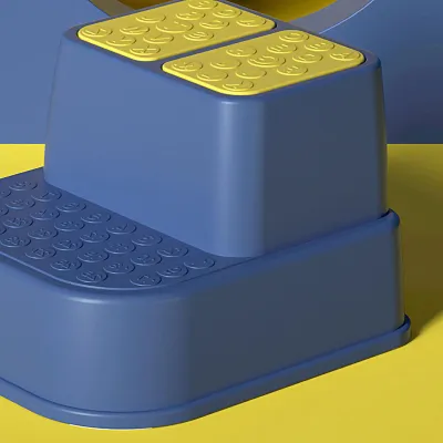 Image de Tabouret de toilettes en plastique antidérapant, très résistant, avec dispositif anti-basculement, pour bébés et enfants, bleu, 2 niveaux