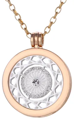 Produktbild von Morella Damen Halskette gold 70 cm Edelstahl mit Amulett und Coin 33 mm Ornament in Schmuckbeutel