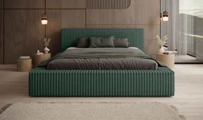 Produktbild von Doppelbett 160x200 VELORIA mit Bettkasten – Kopfteil Bett, Polsterbett mit Stauraum Grün