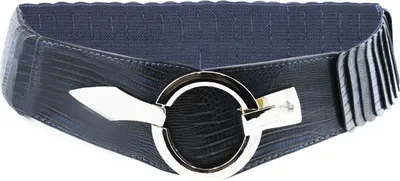 Produktbild von Glamexx24 Elastischer Damen Taillengürtel gürtel 6cm breiter Hüftgürtel mit silberner Ring-Farbe: Schlange dunkelblau -Größe: 85cm ( Taillenweite 76-108cm )