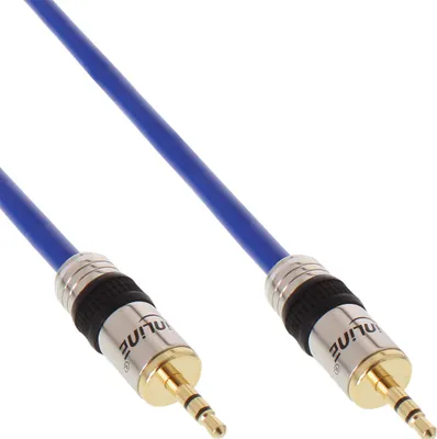 Produktbild von InLine Klinken-Kabel PREMIUM, 3,5mm Stecker / Stecker, 10m, 3.5mm, Stecker, 3.5mm, Stecker, 10 m, Blau