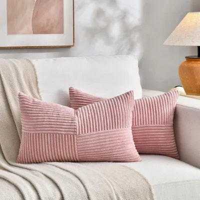 Zdjęcie produktu dla Elzusha - Zestaw 2 pokrowców na poduszki w stylu boho, z geometrycznym wzorem, 30 x 60 cm