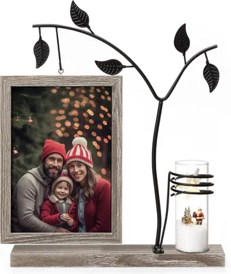 Produktbild von Bilderrahmen zum Basteln Holz Bilderrahmen Doppelglas, Moderner Fotorahmen mit Vase,für 2 Bilder,10x15 cm,Kreative Geschenke, Weihnachtsgeschenke