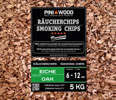 Image de PINI 5 Kg de chips de fumage chêne 6-12 mm Smoking Chips copeaux de fumage 18 litres