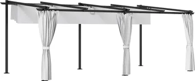 Image de Outsunny Pergola jardin exterieur 3 x 6 m pergola coulissante rétractable avec parois latérales, tonnelle de jardin, polyester haute densité 180g/m², abri soleil UPF30+, pour terrasse, patio, gris