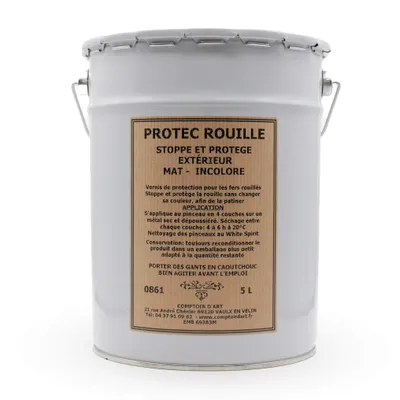 Image de Comptoir D'Art - Vernis de Protection (0861) Pour Métaux Ferreux - Antirouille - Protection Corrosion - Vernis Métal (Mat, 5L)