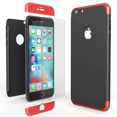 Zdjęcie produktu dla wszechstronne etui na telefon iPhone 6 Plus z osłoną ekranu od NALIA, etui 360° czerwono-czarne