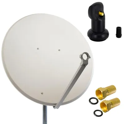 Produktbild von PremiumX SAT Anlage 100cm Antenne Stahl Hellgrau Single LNB 2x F-Stecker