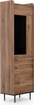 Produktbild von Vitrinenschrank VASINA VS-09 mit 2 Türen SoftClose Vitrine Regalschrank 60 x 200 cm Standvitrine Schrank Wohnzimmer Loft (Brandy Castello)