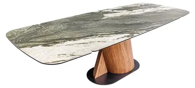 Image de Table de salle à manger VORTEX – Extensible 180 à 260 cm – Plateau céramique aspect marbre gris – Pieds métal – Style moderne